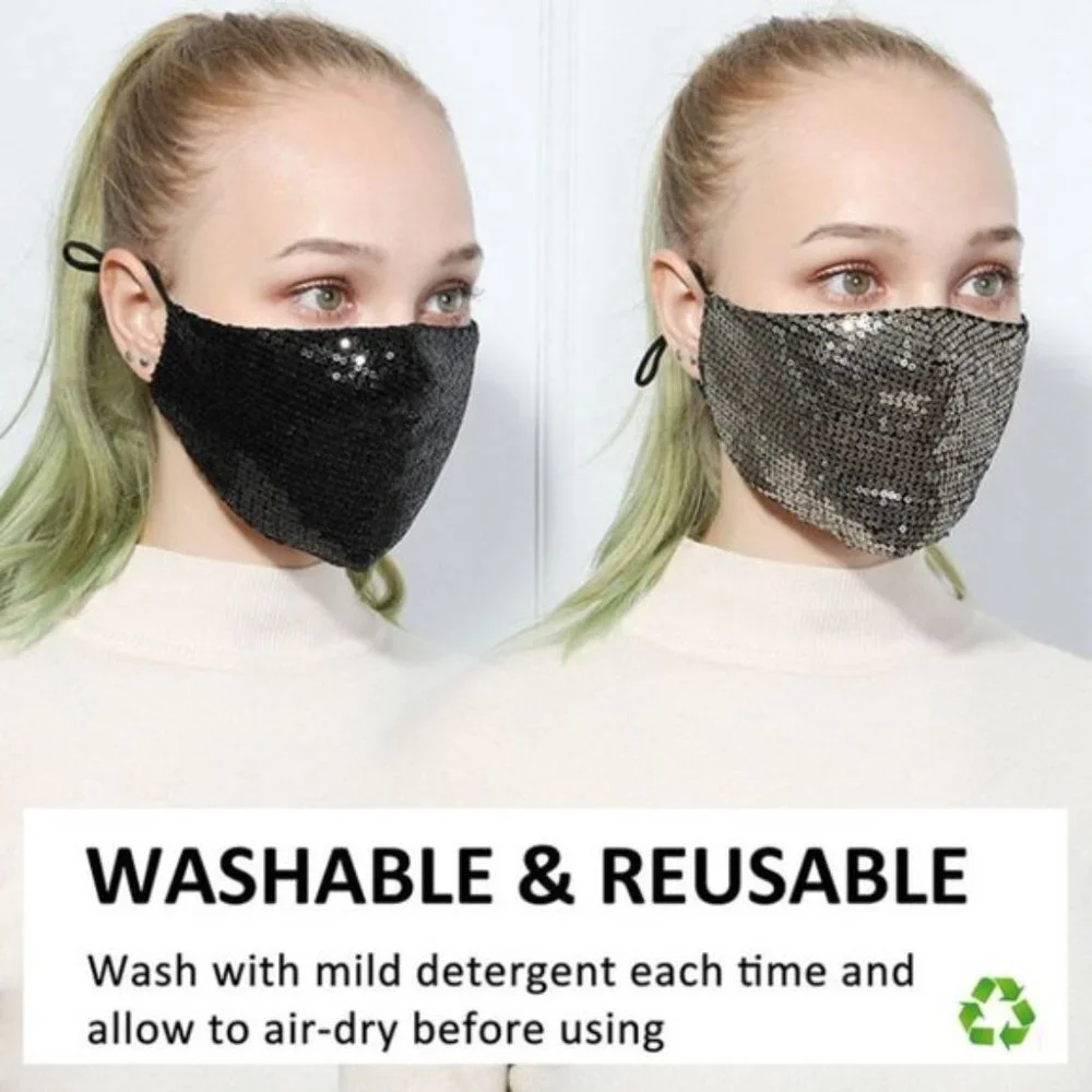 NEW Sequins Face Mask Unisex Fashion Glittery Reusable